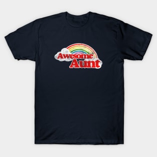 Awesome Aunt retro rainbow T-Shirt